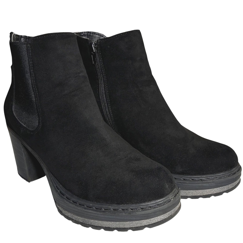 Pierre Dumas Platform Chelsea Ankle‎ Boots black Women's Chunky Heel Size 10